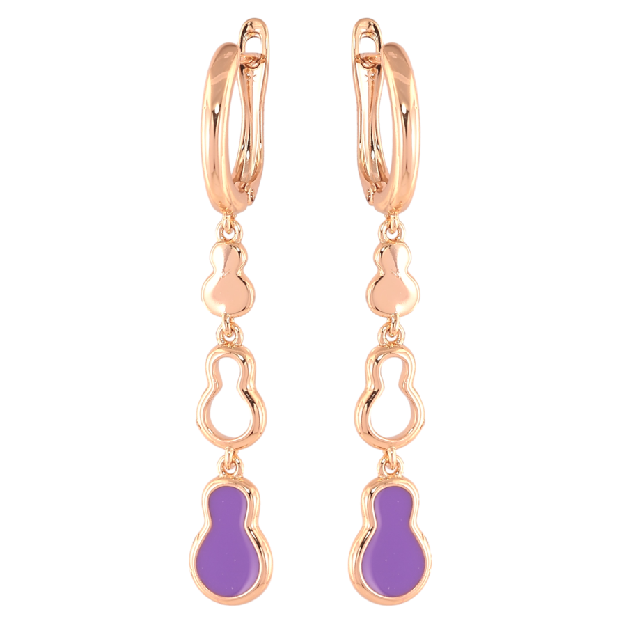 Серьги Xuping Позолота 18K английский замок Фигурные подвески с фиолетовой эмалью фото №1