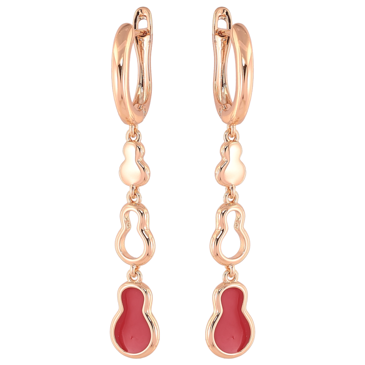 Серьги Xuping Позолота 18K английский замок Фигурные подвески с красной эмалью фото №11