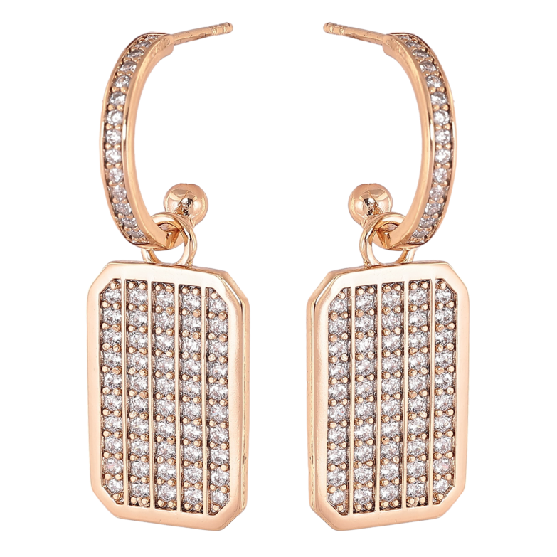 Сережки Xuping Позолота 18K пусети «Підвіски з інкрустацією цирконієм» 2 в 1 фото №5