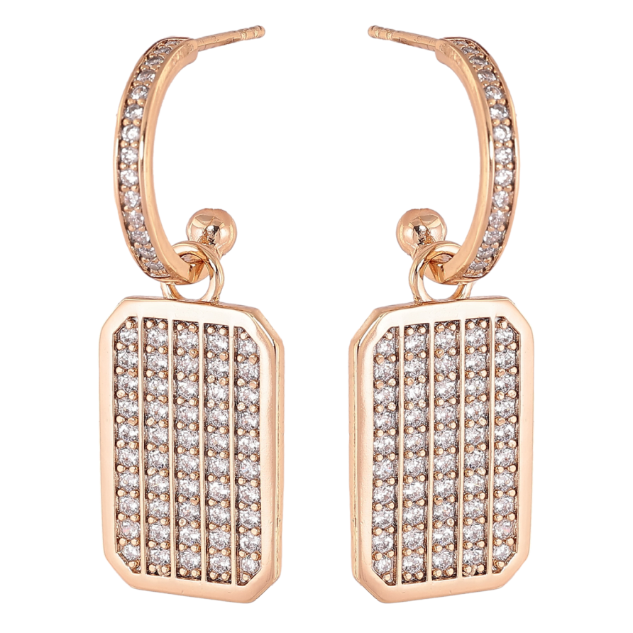 Сережки Xuping Позолота 18K пусети «Підвіски з інкрустацією цирконієм» 2 в 1 фото №1