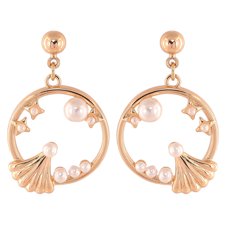 Сережки Xuping Позолота 18K пусети «Круглі підвіски з візерунком із перлин» фото №25