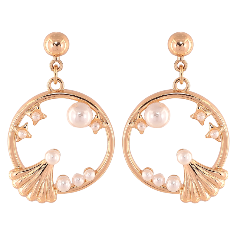 Сережки Xuping Позолота 18K пусети «Круглі підвіски з візерунком із перлин» фото №1