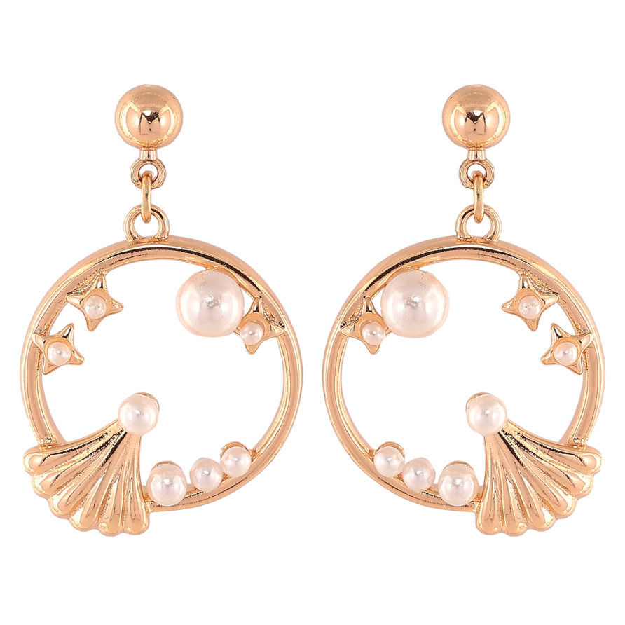 Сережки Xuping Позолота 18K пусети «Круглі підвіски з візерунком із перлин» фото №1