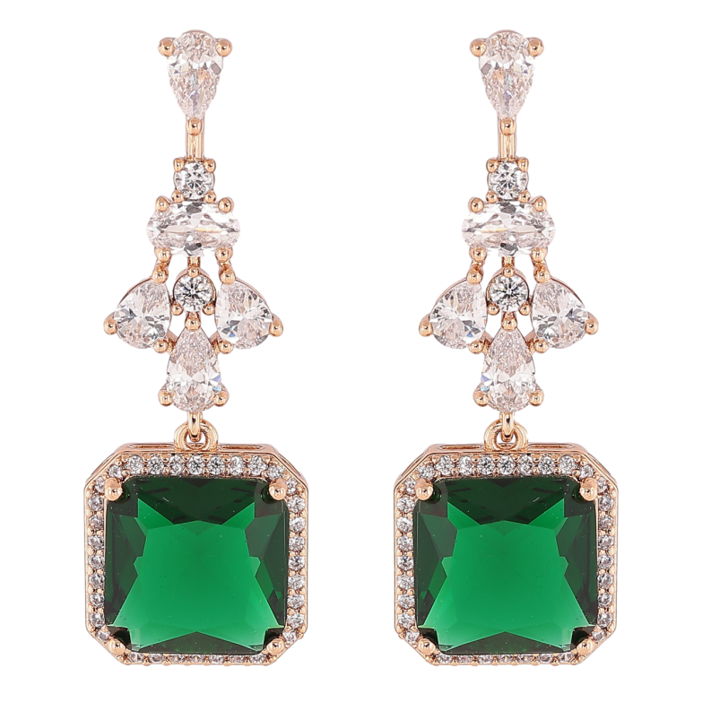 Серьги Xuping Позолота 18K пусеты Изящные подвески с цирконием и зелеными фианитами фото №1 Серьги Xuping Позолота 18K пусеты Изящные подвески с цирконием и зелеными фианитами фото №1