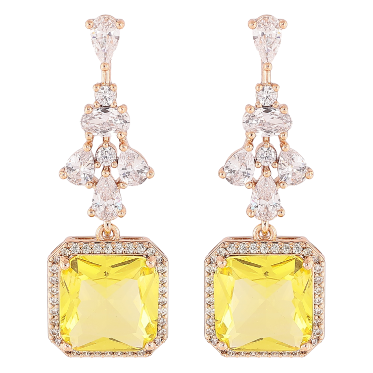 Серьги Xuping Позолота 18K пусеты Изящные подвески с цирконием и желтыми фианитами фото №13