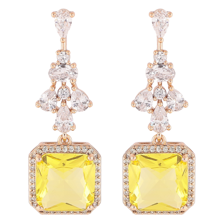 Сережки Xuping Позолота 18K пусети «Витончені підвіски з цирконієм і жовтими фіанітами» фото №1