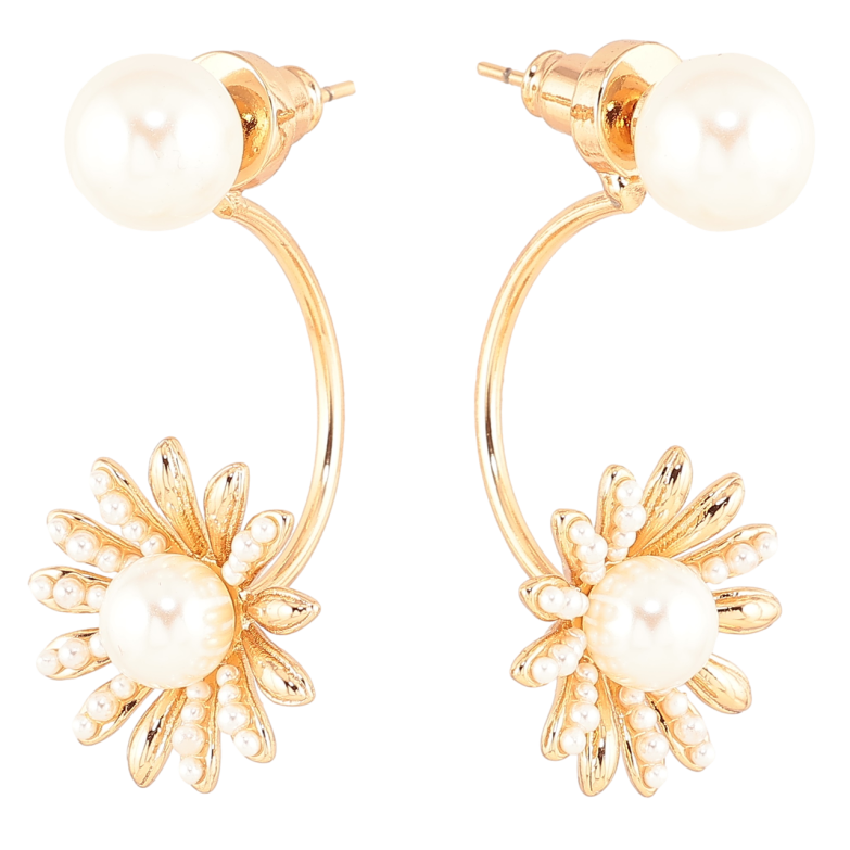 Серьги Xuping Позолота 18K пусеты-джекеты Жемчужный цветок ø 8мм, 2 в 1 фото №1 Серьги Xuping Позолота 18K пусеты-джекеты Жемчужный цветок ø 8мм, 2 в 1 фото №1