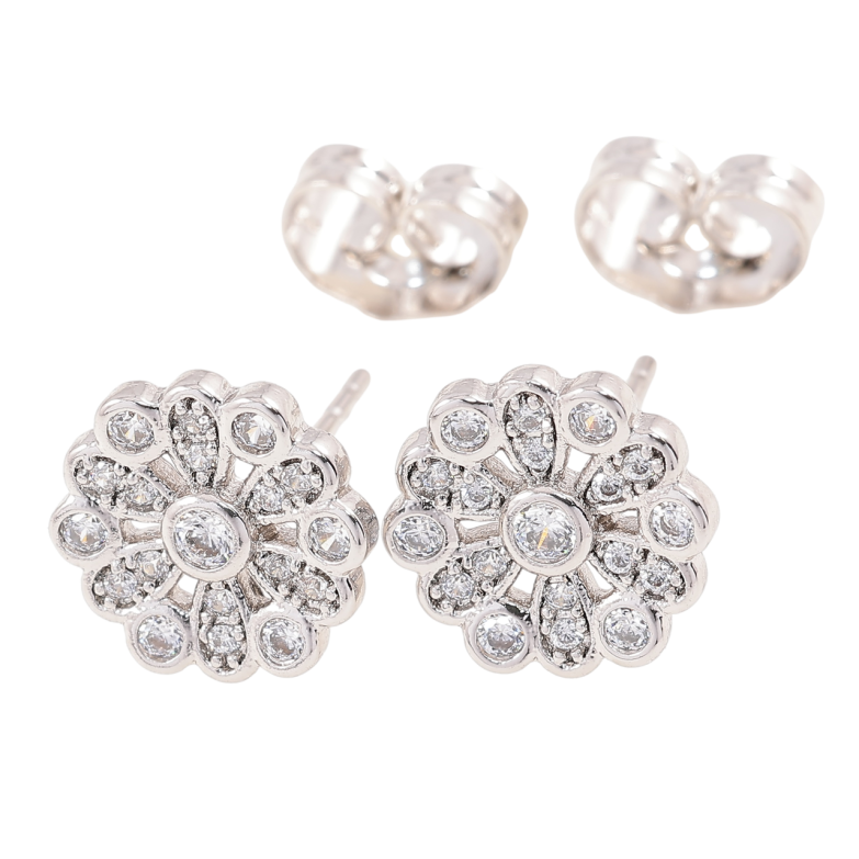 Сережки Xuping Родій пусети «Квіточки з цирконієм» фото №1