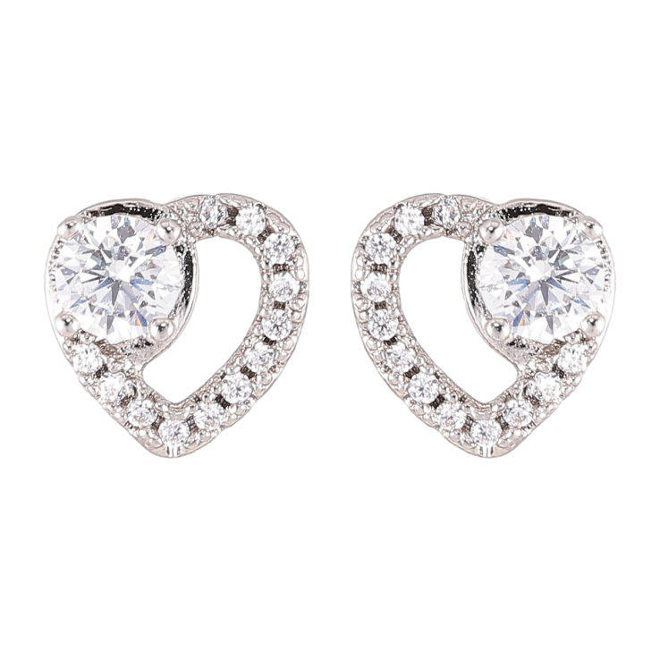 Сережки Xuping Родій пусети «Сердечка з цирконієм» фото №10