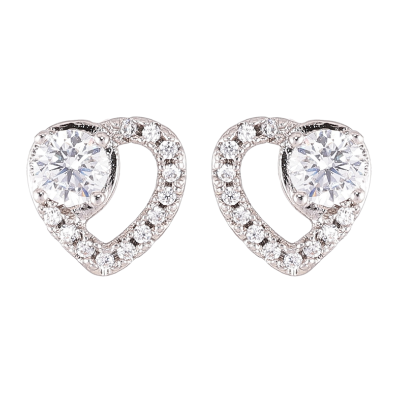 Серьги Xuping Родий пусеты Сердечки с цирконием фото №1