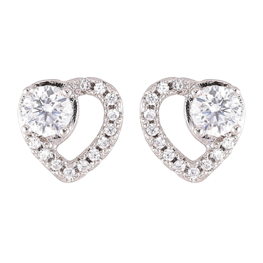Сережки Xuping Родій пусети «Сердечка з цирконієм» фото №1 Сережки Xuping Родій пусети «Сердечка з цирконієм» фото №1