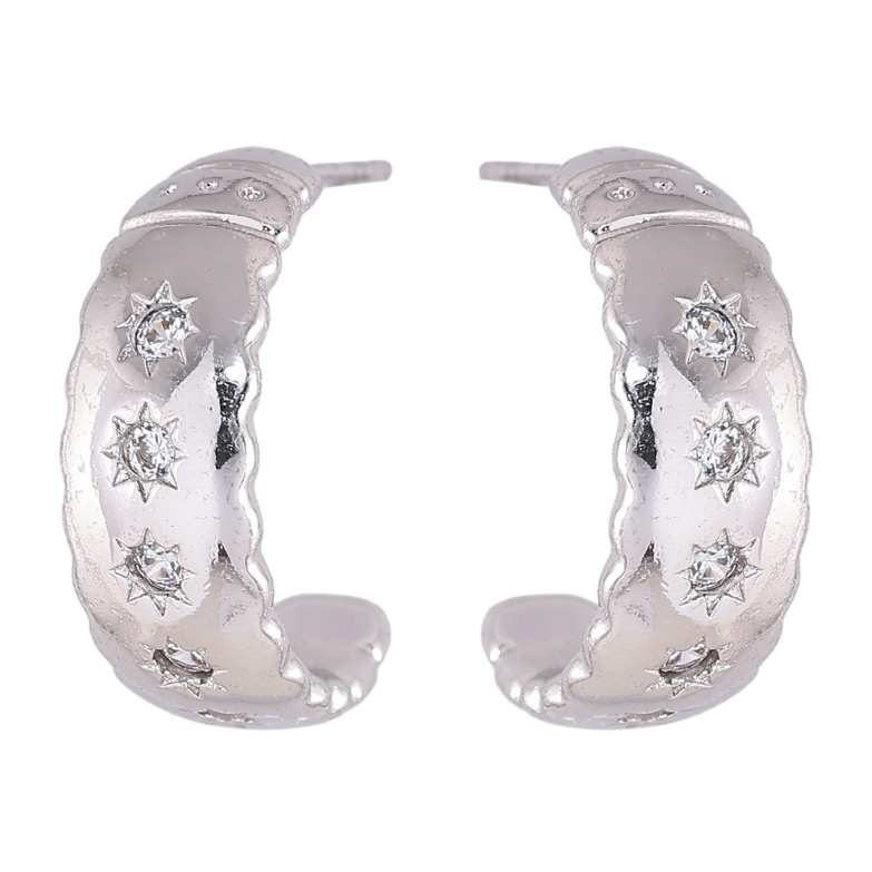 Серьги Xuping Родий пусеты Дуги узор звезды с цирконием фото №1 Серьги Xuping Родий пусеты Дуги узор звезды с цирконием фото №1