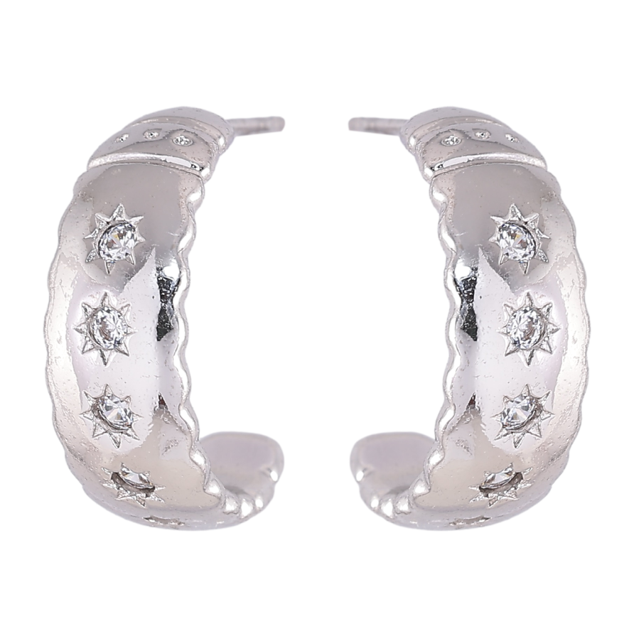 Сережки Xuping Родій пусети «Дуги візерунок зірки з цирконієм» фото №1 Сережки Xuping Родій пусети «Дуги візерунок зірки з цирконієм» фото №1