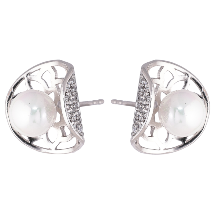 Сережки Xuping Родій пусети «Декоративний різьблений візерунок з перлинами» фото №24