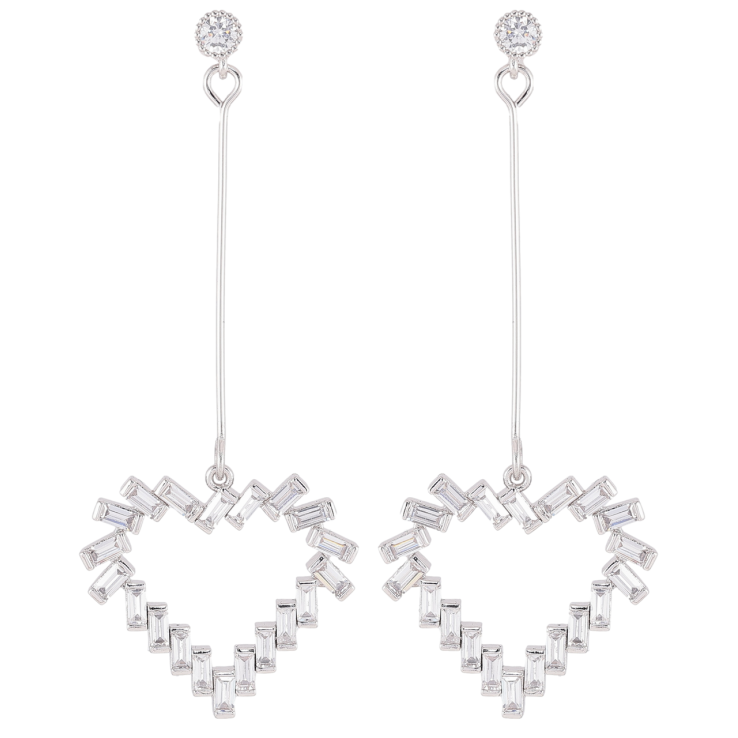 Сережки Xuping Родій пусети «Сердечка з цирконієм» фото №17