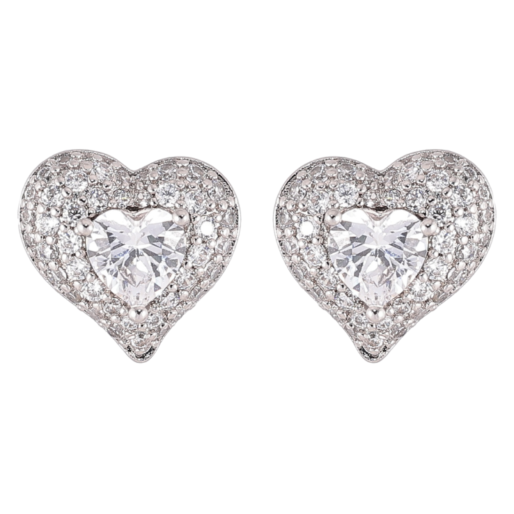 Сережки Xuping Родій пусети «Сердечка з інкрустацією цирконієм» фото №18