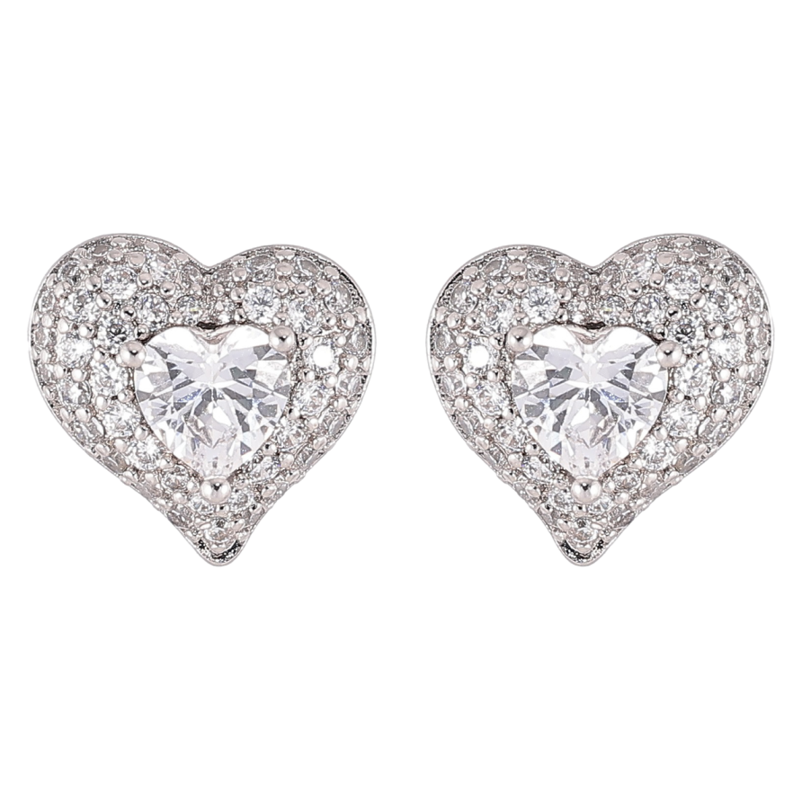 Сережки Xuping Родій пусети «Сердечка з інкрустацією цирконієм» фото №1 Сережки Xuping Родій пусети «Сердечка з інкрустацією цирконієм» фото №1