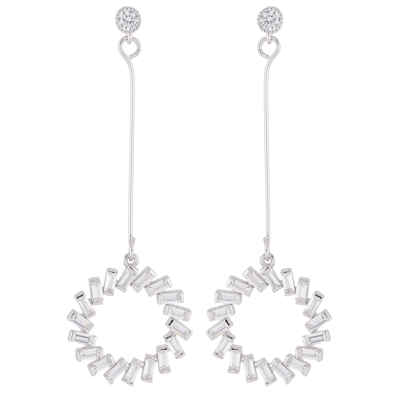 Сережки Xuping Родій пусети «Круглі підвіски з цирконієм» фото №1 Сережки Xuping Родій пусети «Круглі підвіски з цирконієм» фото №1