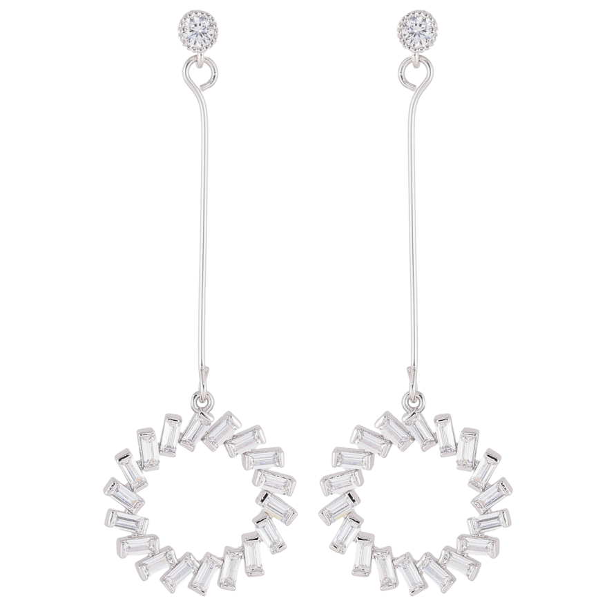 Сережки Xuping Родій пусети «Круглі підвіски з цирконієм» фото №1 Сережки Xuping Родій пусети «Круглі підвіски з цирконієм» фото №1