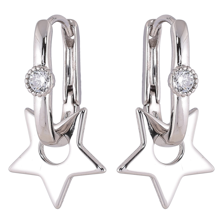Серьги Xuping Родий подвески на колечках Звезды 2 в 1 фото №1