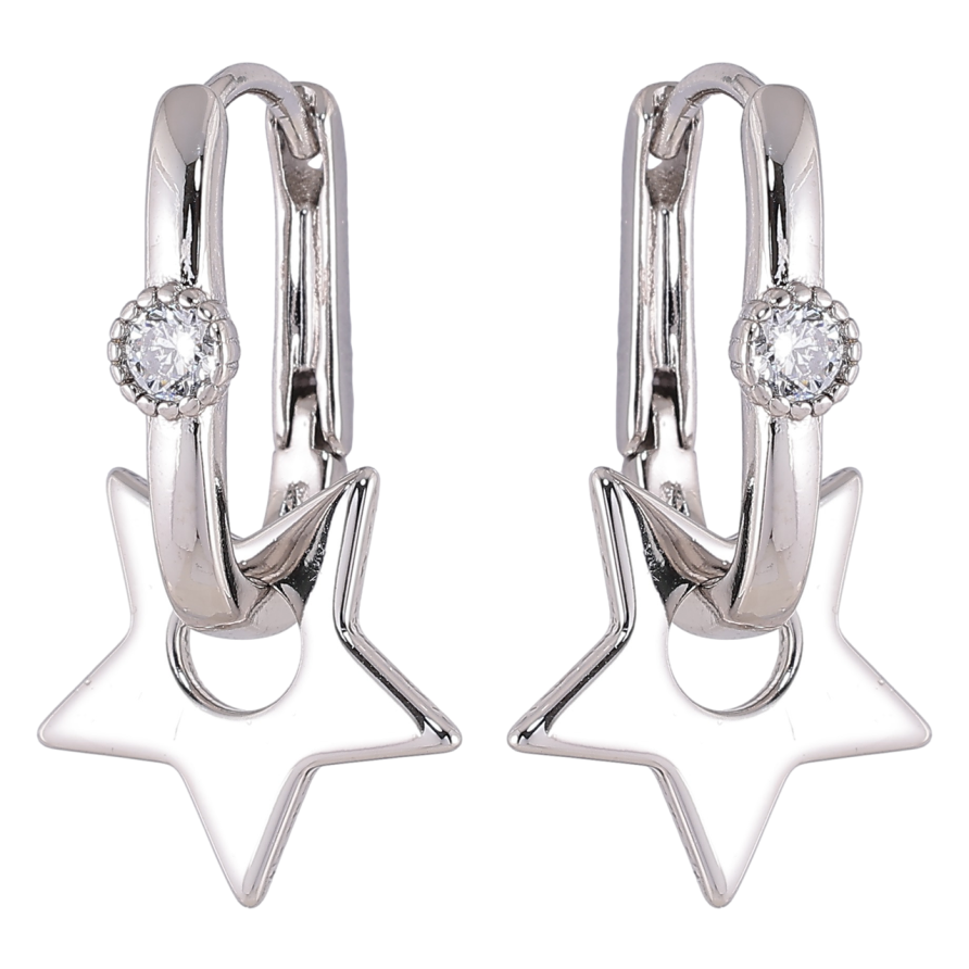 Серьги Xuping Родий подвески на колечках Звезды 2 в 1 фото №1
