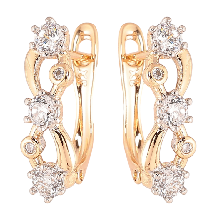 Серьги Xuping Позолота 18K + Родий английский замок Декоративный узор с цирконием фото №5