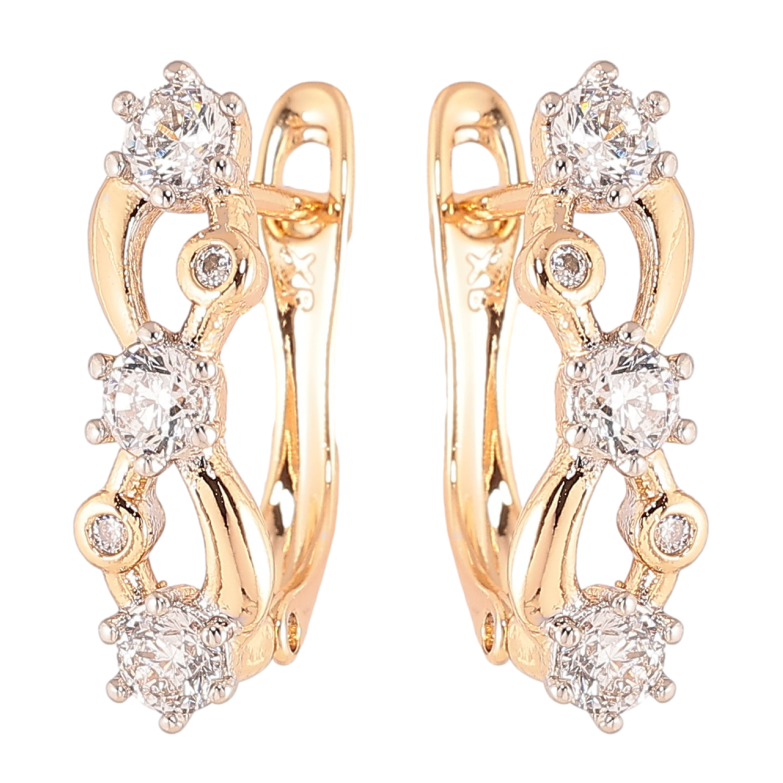 Серьги Xuping Позолота 18K + Родий английский замок Декоративный узор с цирконием фото №1