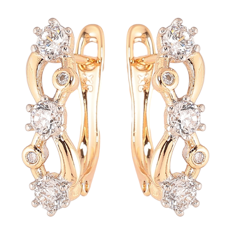 Серьги Xuping Позолота 18K + Родий английский замок Декоративный узор с цирконием фото №1
