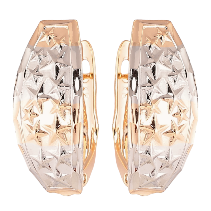 Серьги Xuping Позолота 18K + Родий английский замок Звездный узор фото №7