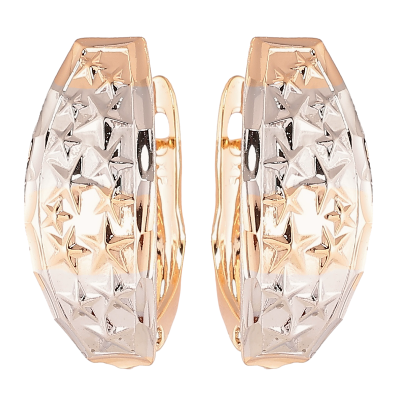 Сережки Xuping Позолота 18K + Родій англійський замок Зоряний візерунок» фото №8