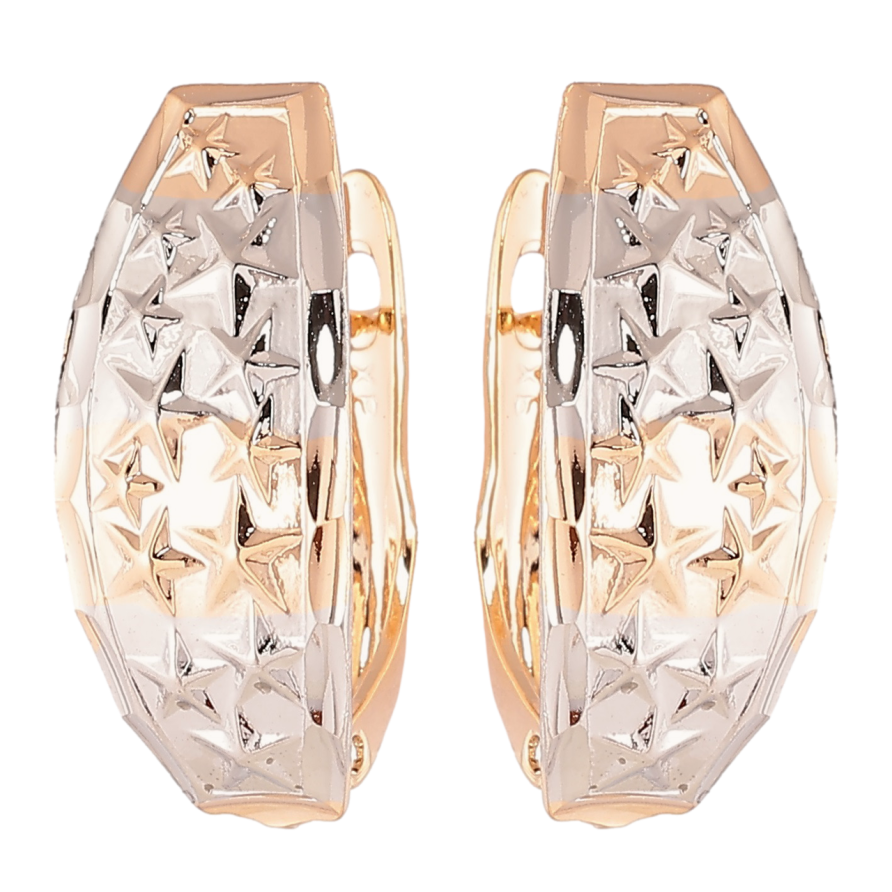 Серьги Xuping Позолота 18K + Родий английский замок Звездный узор фото №1