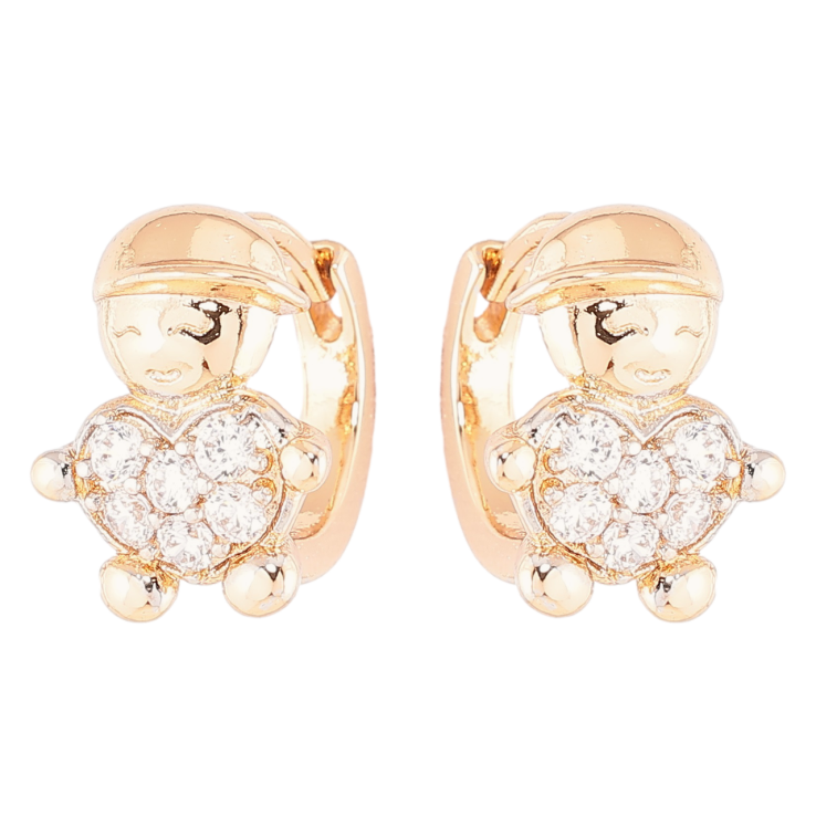 Серьги Xuping Позолота 18K + Родий колечки Человечки с сердечками фото №3