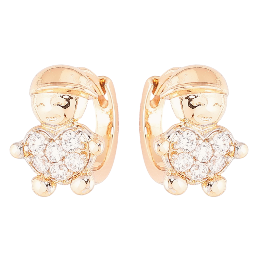 Серьги Xuping Позолота 18K + Родий колечки Человечки с сердечками фото №1