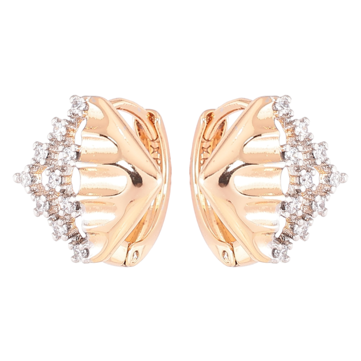 Серьги Xuping Позолота 18K + Родий колечки Декоративный узор с цирконием фото №4