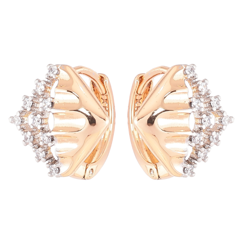 Серьги Xuping Позолота 18K + Родий колечки Декоративный узор с цирконием фото №1