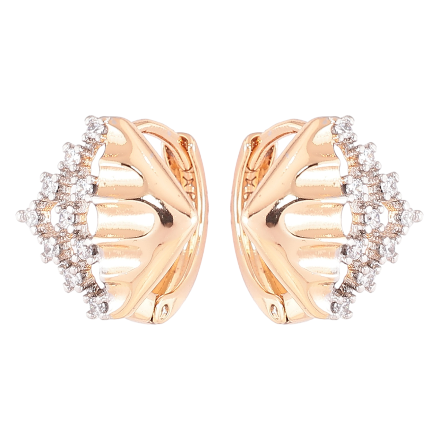 Серьги Xuping Позолота 18K + Родий колечки Декоративный узор с цирконием фото №1