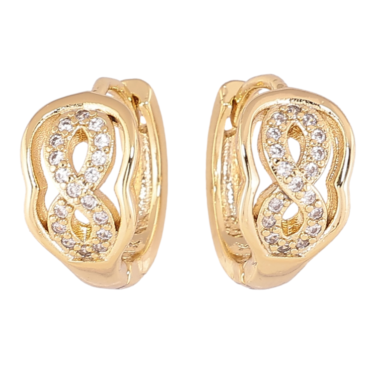 Серьги Xuping Позолота 14K колечки Узор восьмерки с цирконием фото №3