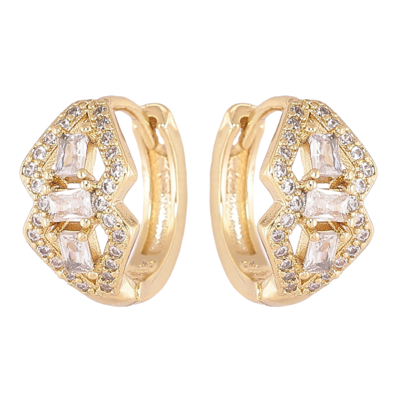 Сережки Xuping Позолота 14K колечка «Декоративний візерунок з цирконієм» фото №1