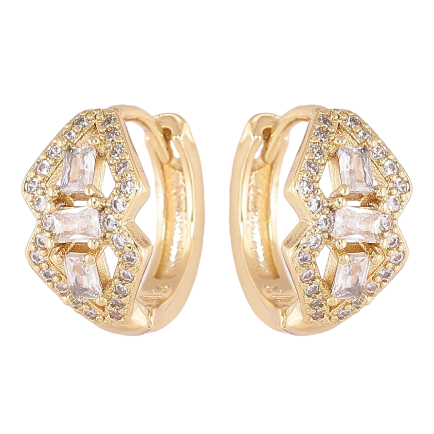 Сережки Xuping Позолота 14K колечка «Декоративний візерунок з цирконієм» фото №1