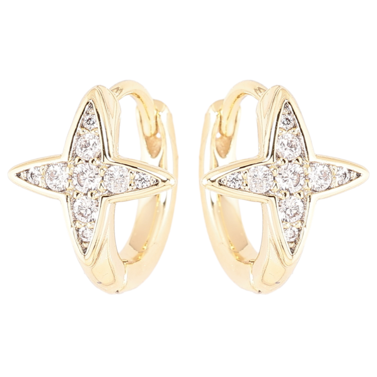 Серьги Xuping Позолота 14K колечки Звезды с цирконием фото №7