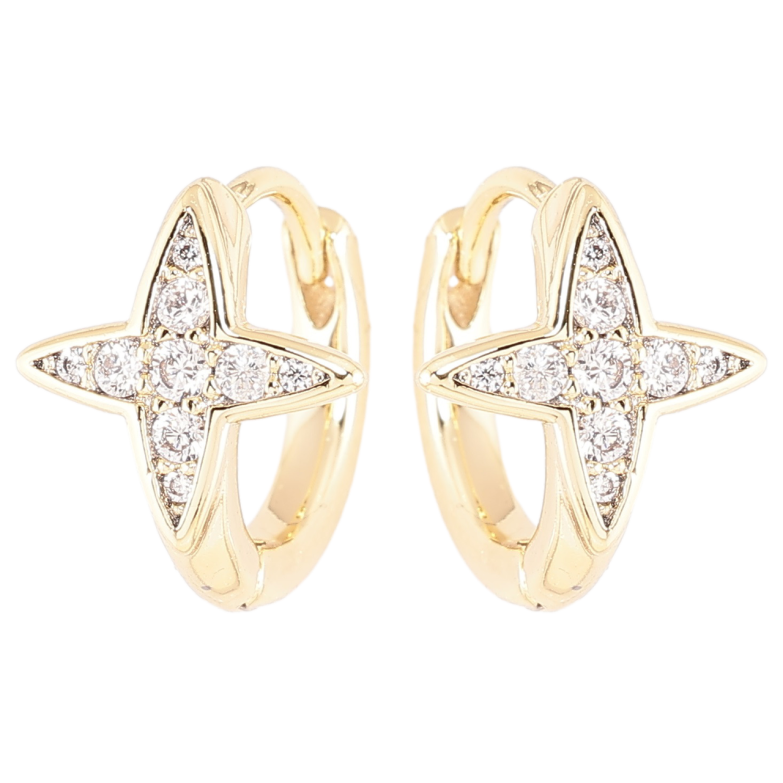 Серьги Xuping Позолота 14K колечки Звезды с цирконием фото №1