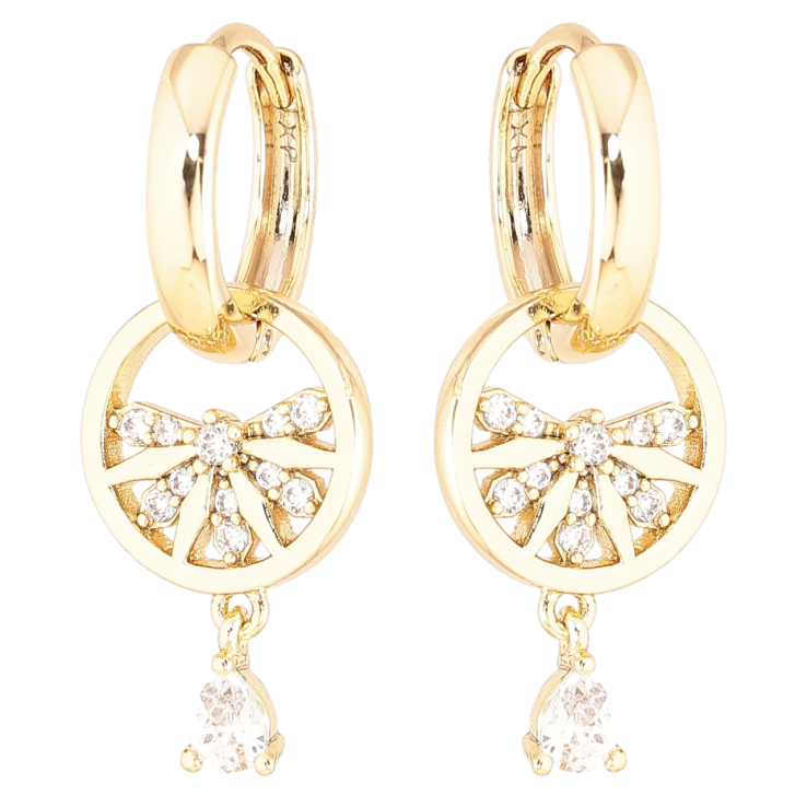 Серьги Xuping Позолота 14K подвески на колечках Круглые подвески с цирконием 2 в 1 фото №24