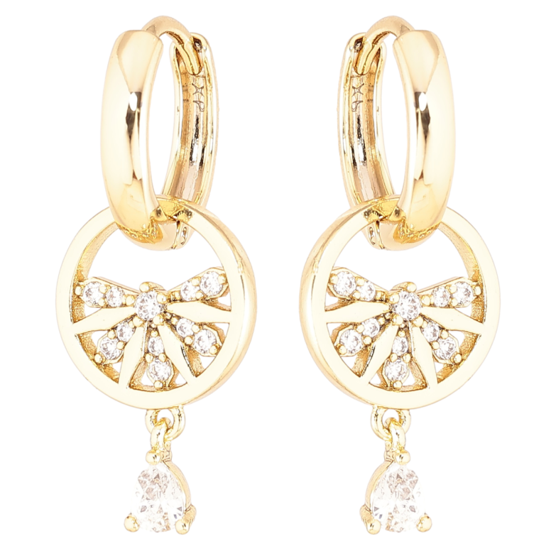 Серьги Xuping Позолота 14K подвески на колечках Круглые подвески с цирконием 2 в 1 фото №14