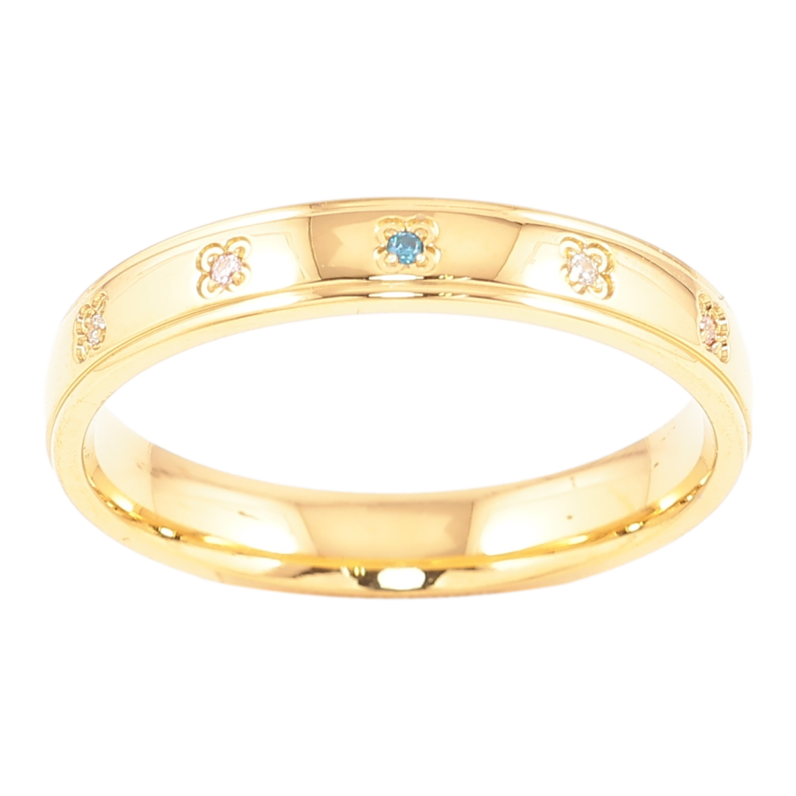 Каблучка Xuping Позолота 14K Квітковий візерунок з кольоровим цирконієм, шир. 3.4мм» фото №1