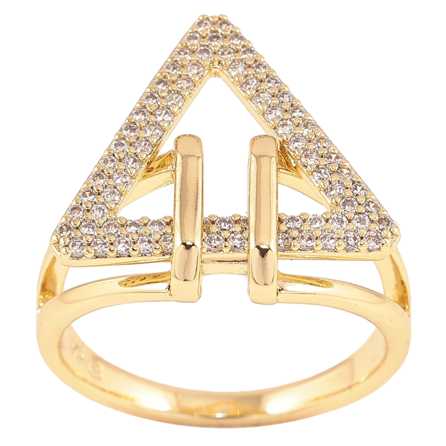 Кольцо Xuping Позолота 14K Треугольник с инкрустацией цирконием фото №1