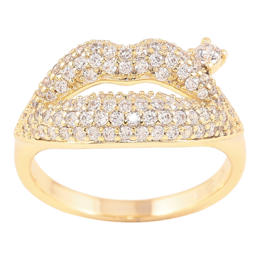 Кольцо Xuping Позолота 14K Губы с инкрустацией цирконием фото №1