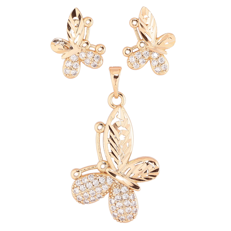 Набір Xuping Позолота 18K Сережки Кулон «Метелики з цирконієм» фото №11