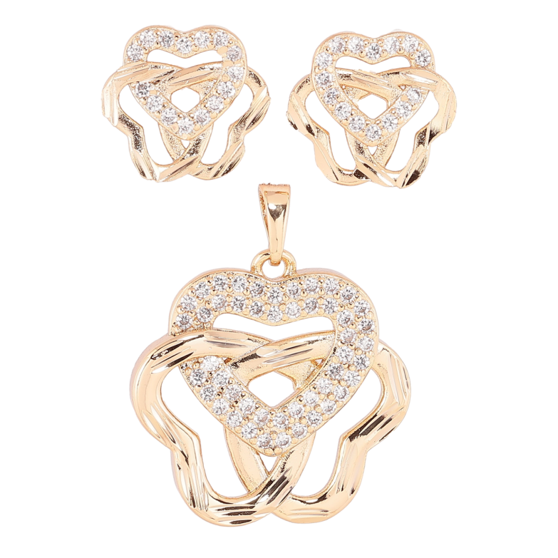 Набір Xuping Позолота 18K Сережки Кулон «Квіточки-сердечка з цирконієм» фото №1