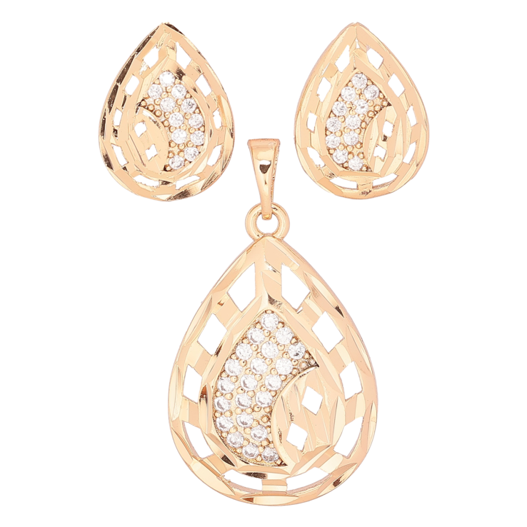Набір Xuping Позолота 18K Сережки Кулон «Різьблені крапельки з цирконієм» фото №9