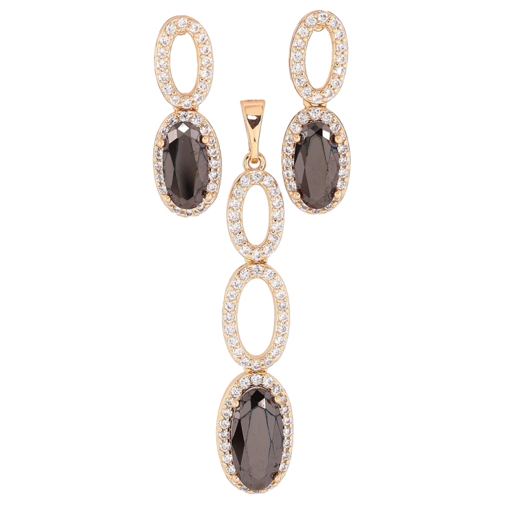 Набір Xuping Позолота 18K Сережки Кулон «Витончені підвіски з цирконієм і чорними фіанітами» фото №15